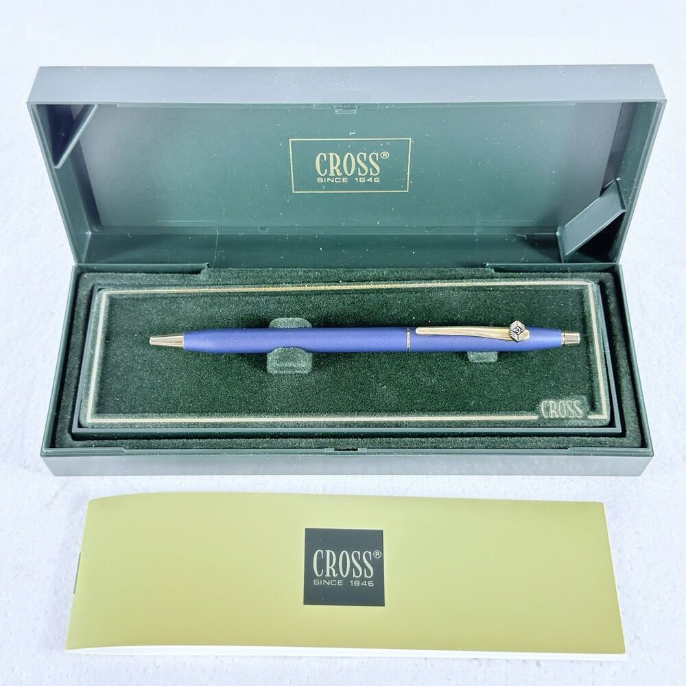 Cross Classic Century Satin Blue Gold Ballpoint Pen Model 2402 Made In USA